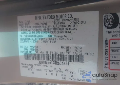 2008 Lincoln Mkz from USA, damaged, VIN 3LNHM26T98R634614